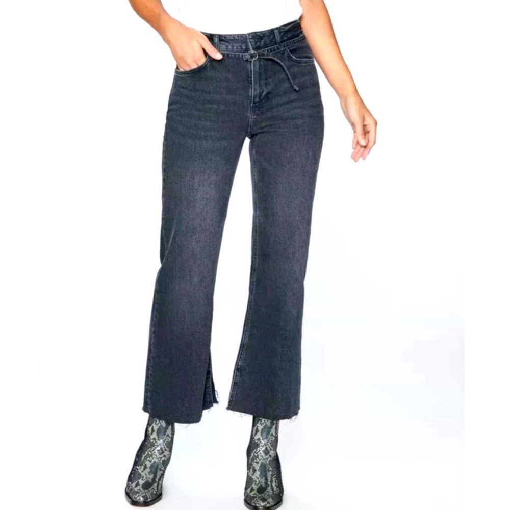 PAIGE- Leenah High Rise Ankle Self Belt with Split Hem and Raw Hem Size 26